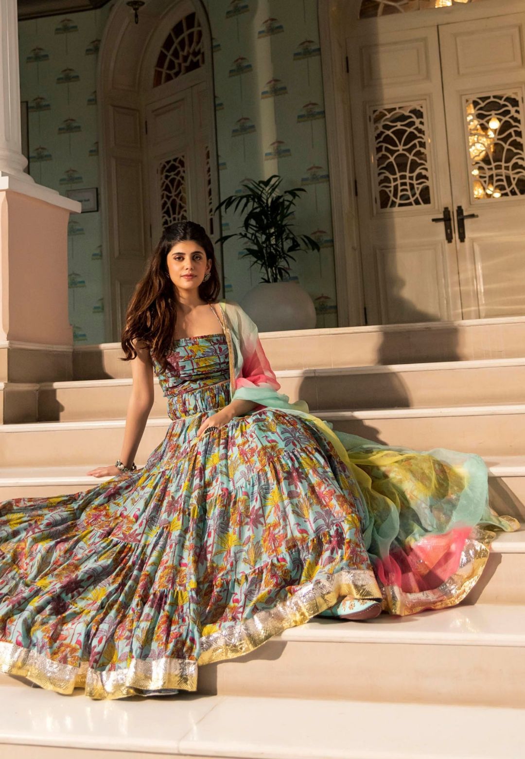 ZAHIRA CHANDERI LEHENGA SET