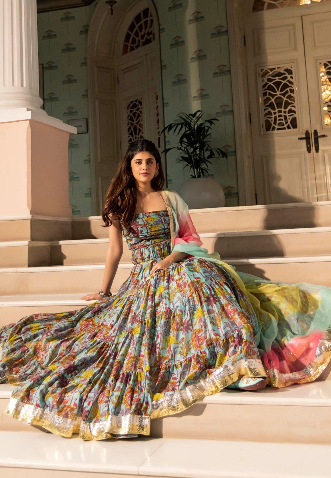 ZAHIRA CHANDERI LEHENGA SET