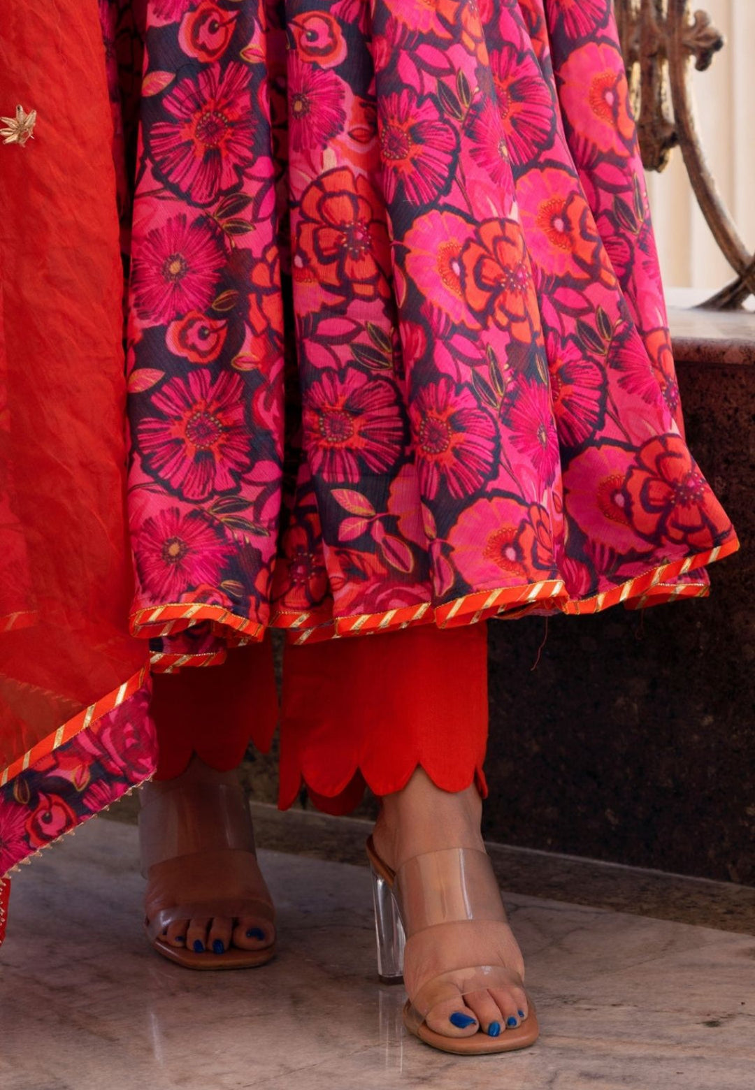 TARA ORANGE FLORAL SUIT SET