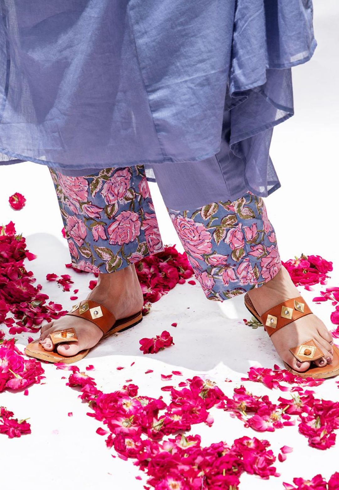 PURPLE DUSK FLORAL GATHERED SUIT SET