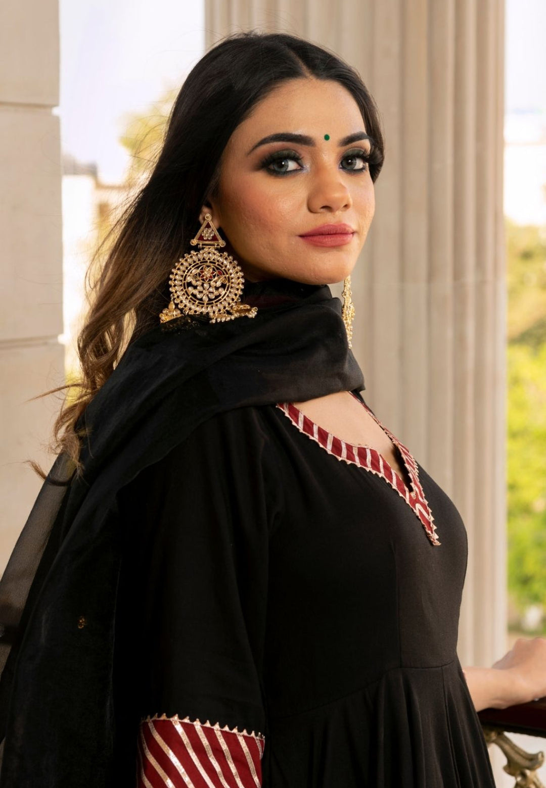 DEEP BLACK HEERA ANARKALI SUIT SET
