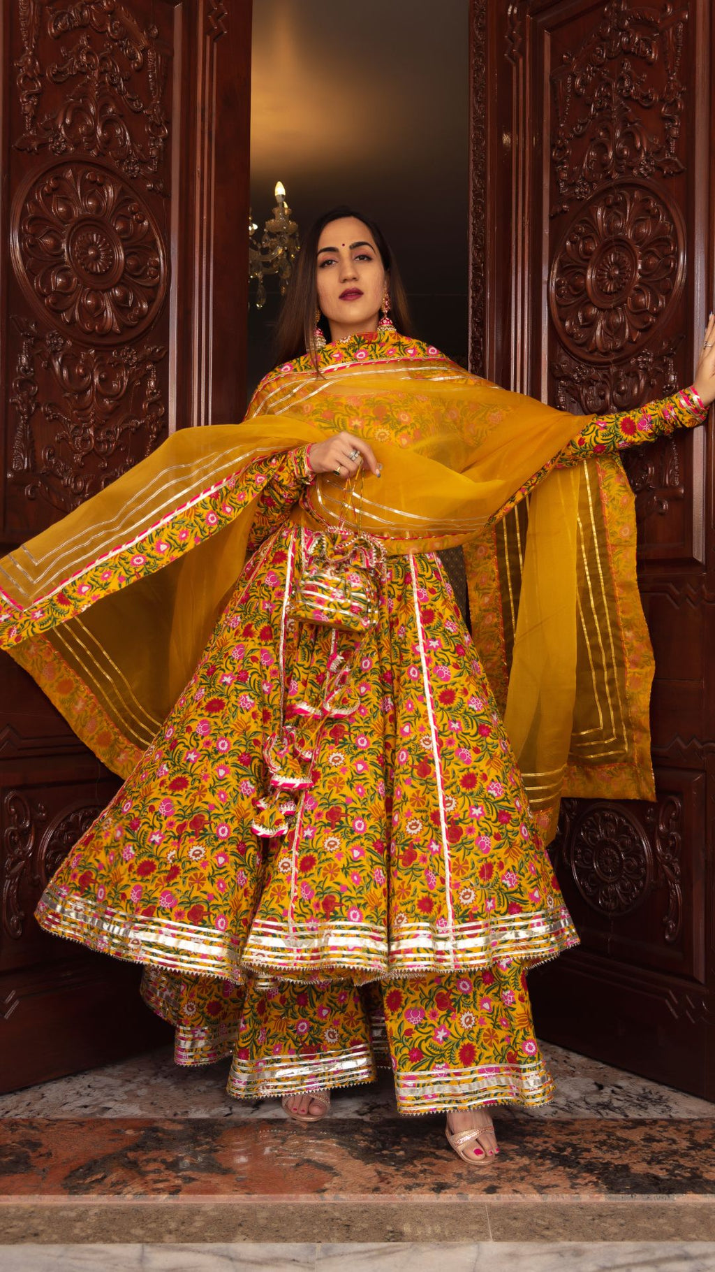 YELLOW MASTANI ANARKALI SUIT SET