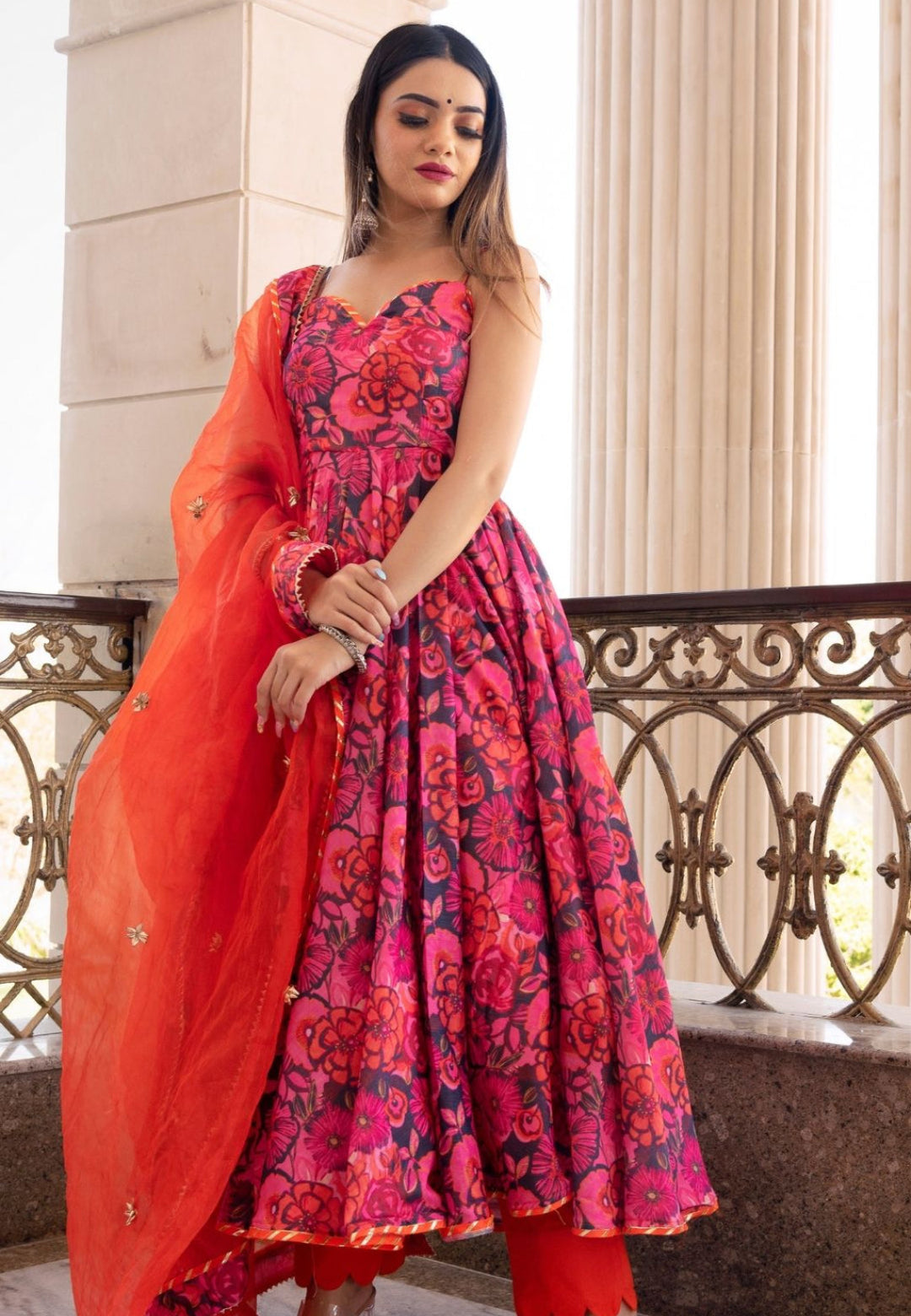 TARA ORANGE FLORAL SUIT SET