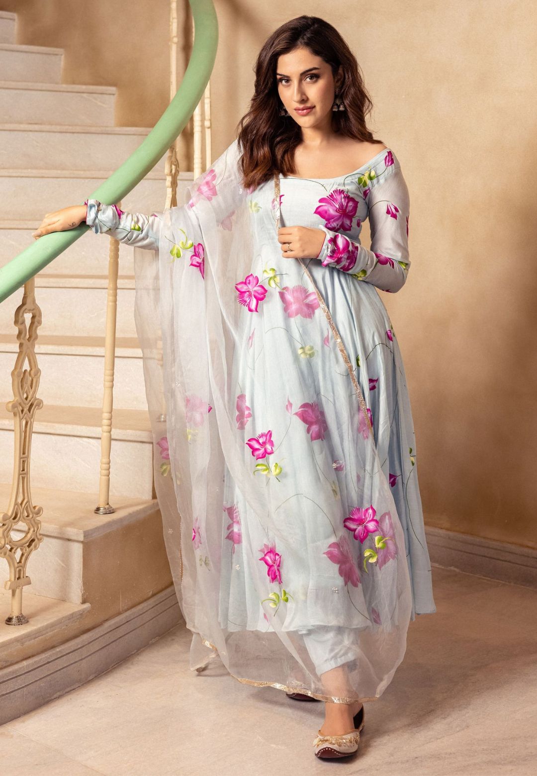 STONE BLUE VARARI COTTON SILK SUIT SET