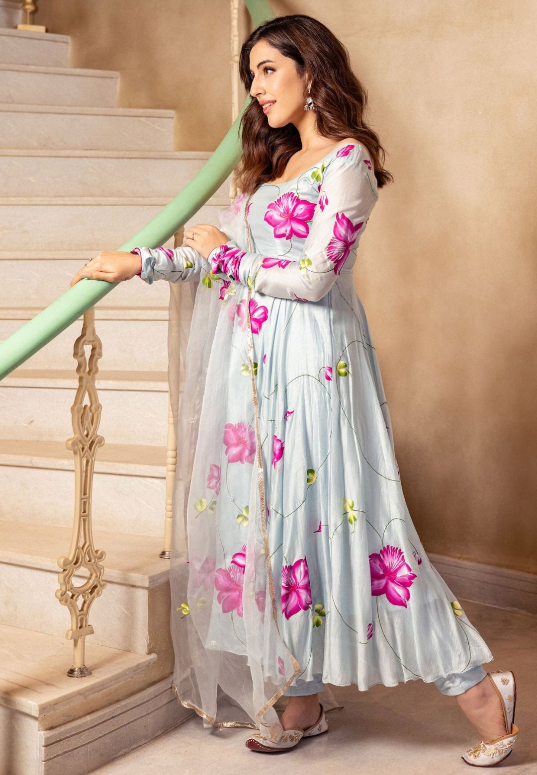 STONE BLUE VARARI COTTON SILK SUIT SET