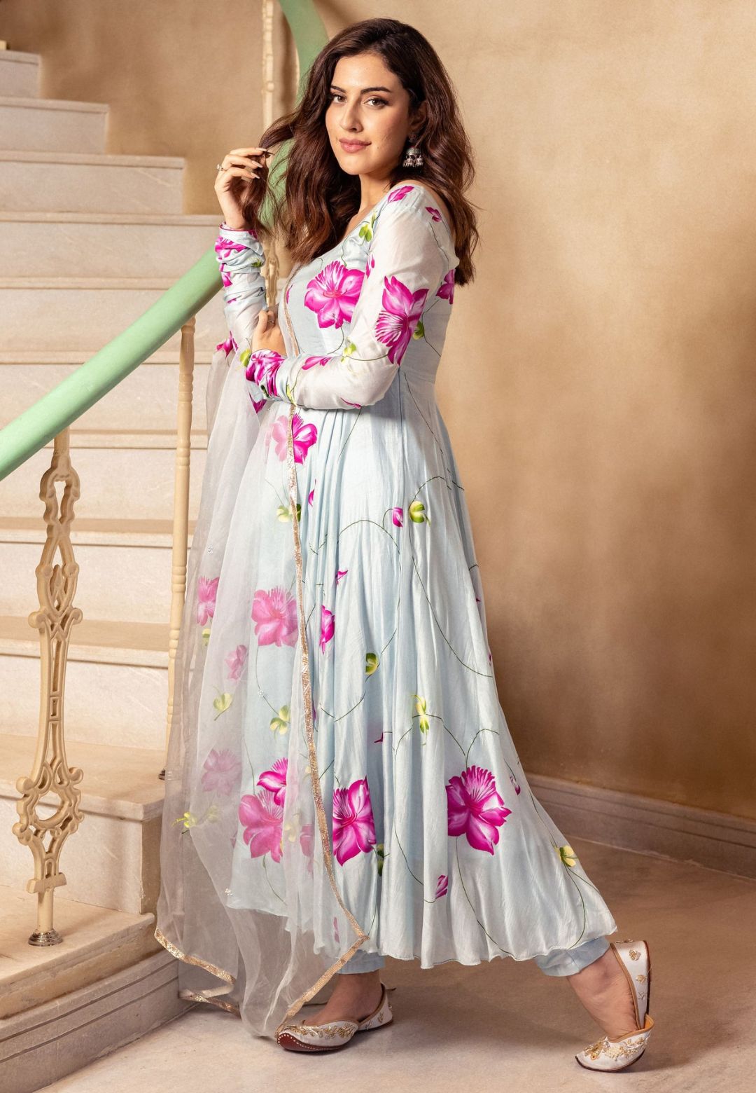 STONE BLUE VARARI COTTON SILK SUIT SET