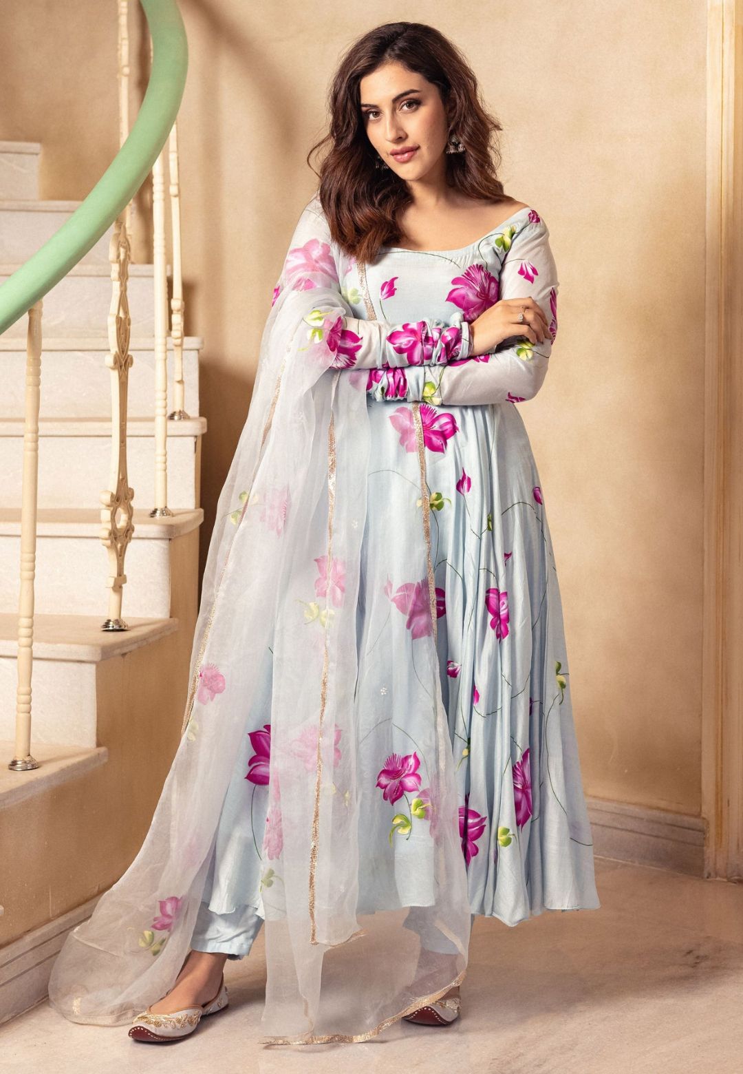 STONE BLUE VARARI COTTON SILK SUIT SET
