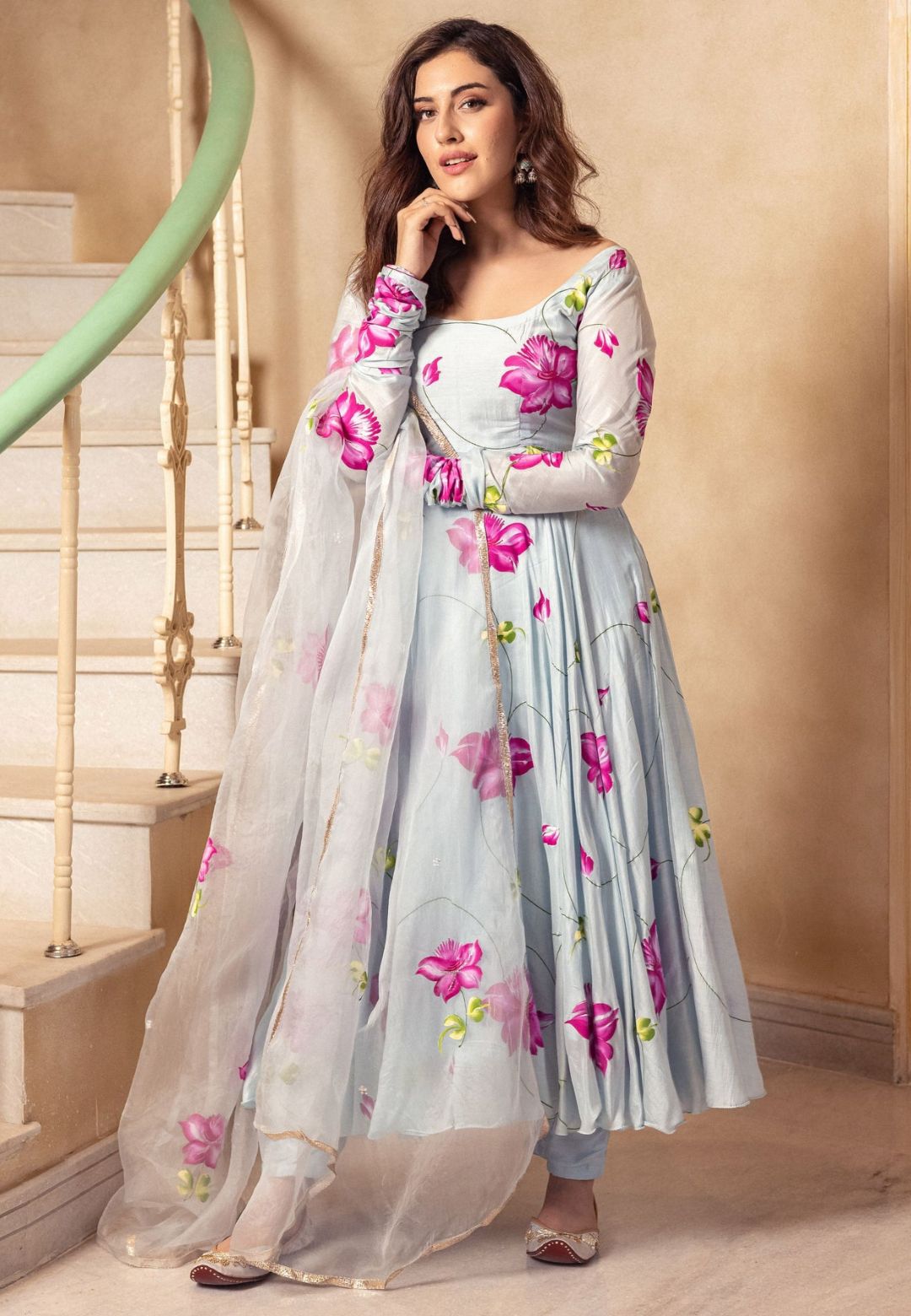 STONE BLUE VARARI COTTON SILK SUIT SET