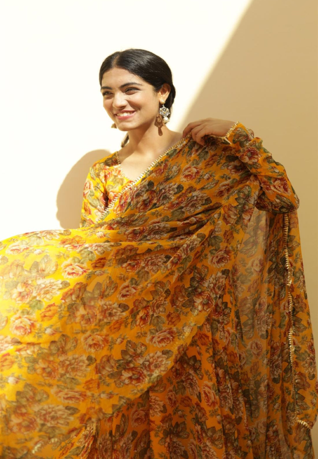 MUSTARD YELLOW CHIFFON SUIT SET