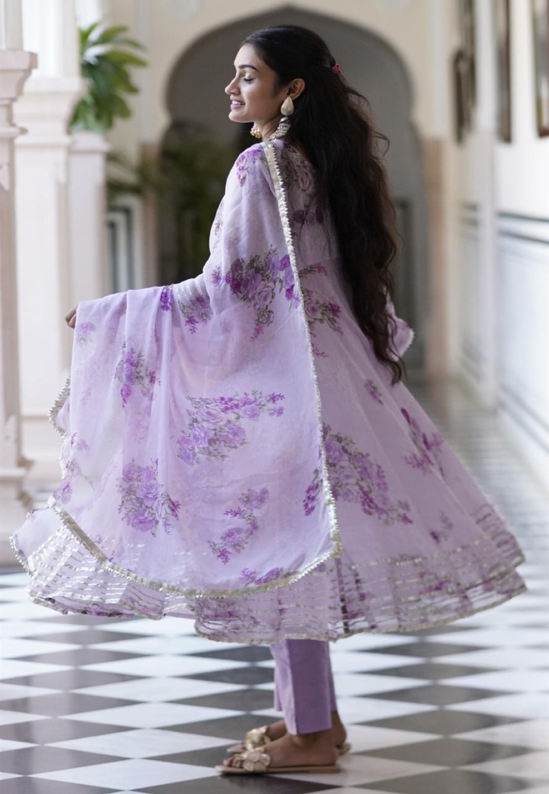 GULABI LILAC ANARKALI SUIT SET