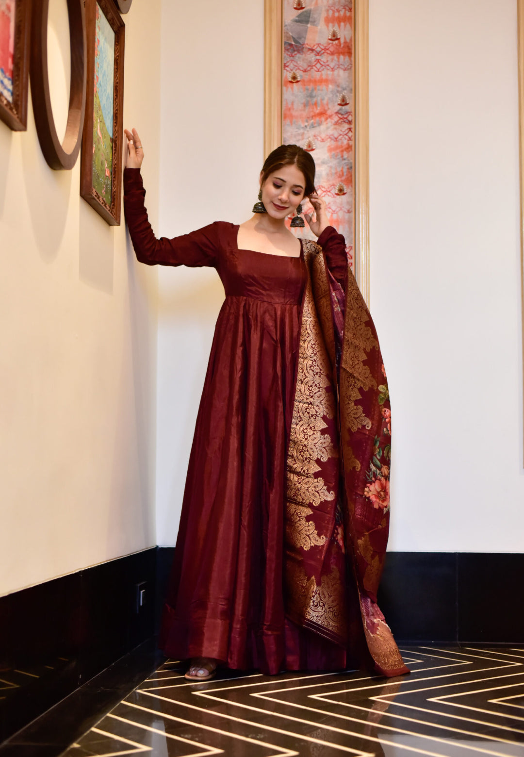 BROWN UTSAV ANARKALI SET