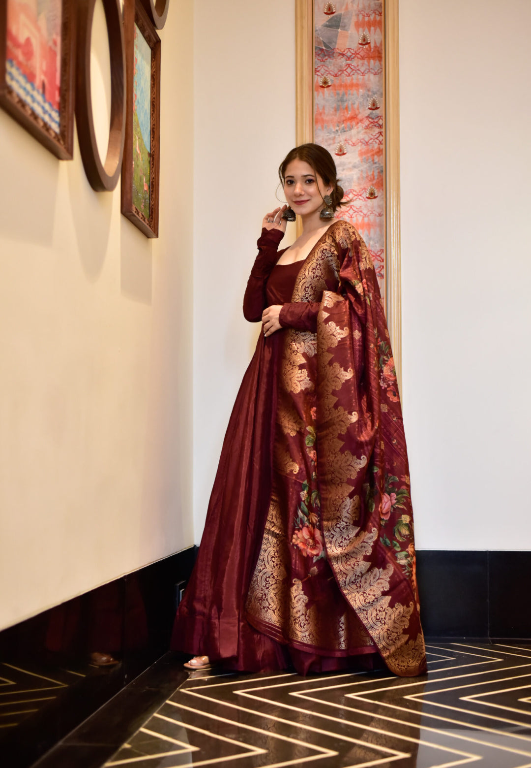 BROWN UTSAV ANARKALI SET