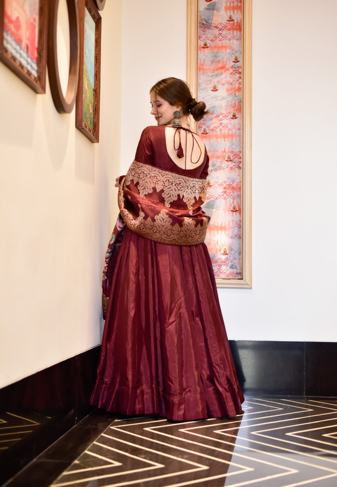 BROWN UTSAV ANARKALI SET