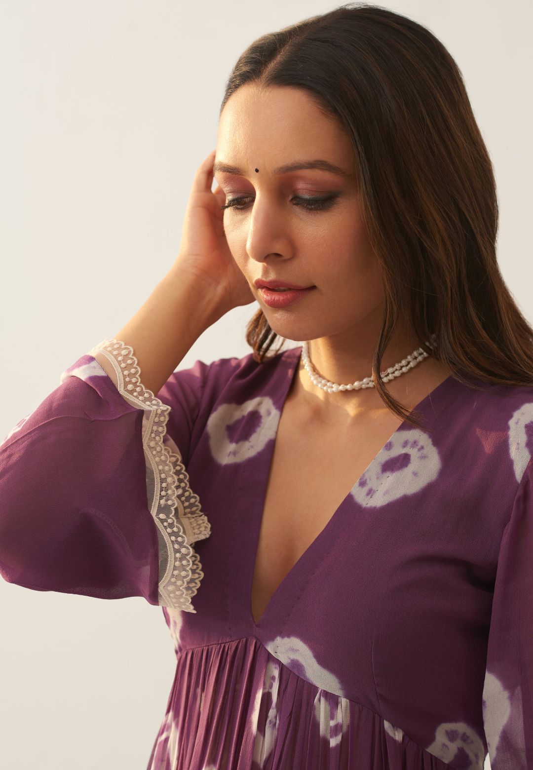 PURPLE MAUVE SHIBORI KURTA SET
