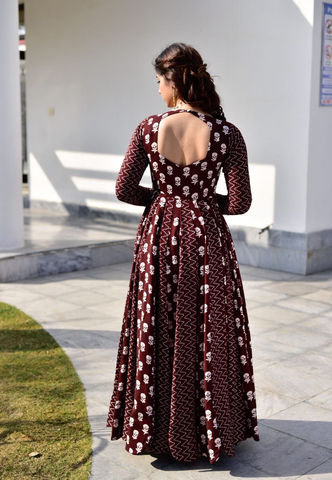 BROWN GAJRA COTTON ANARKALI SET