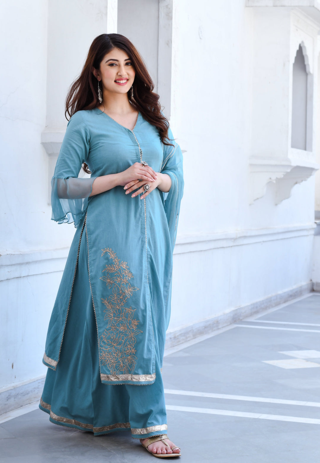 BLUE GOTA COTTON SUIT SET