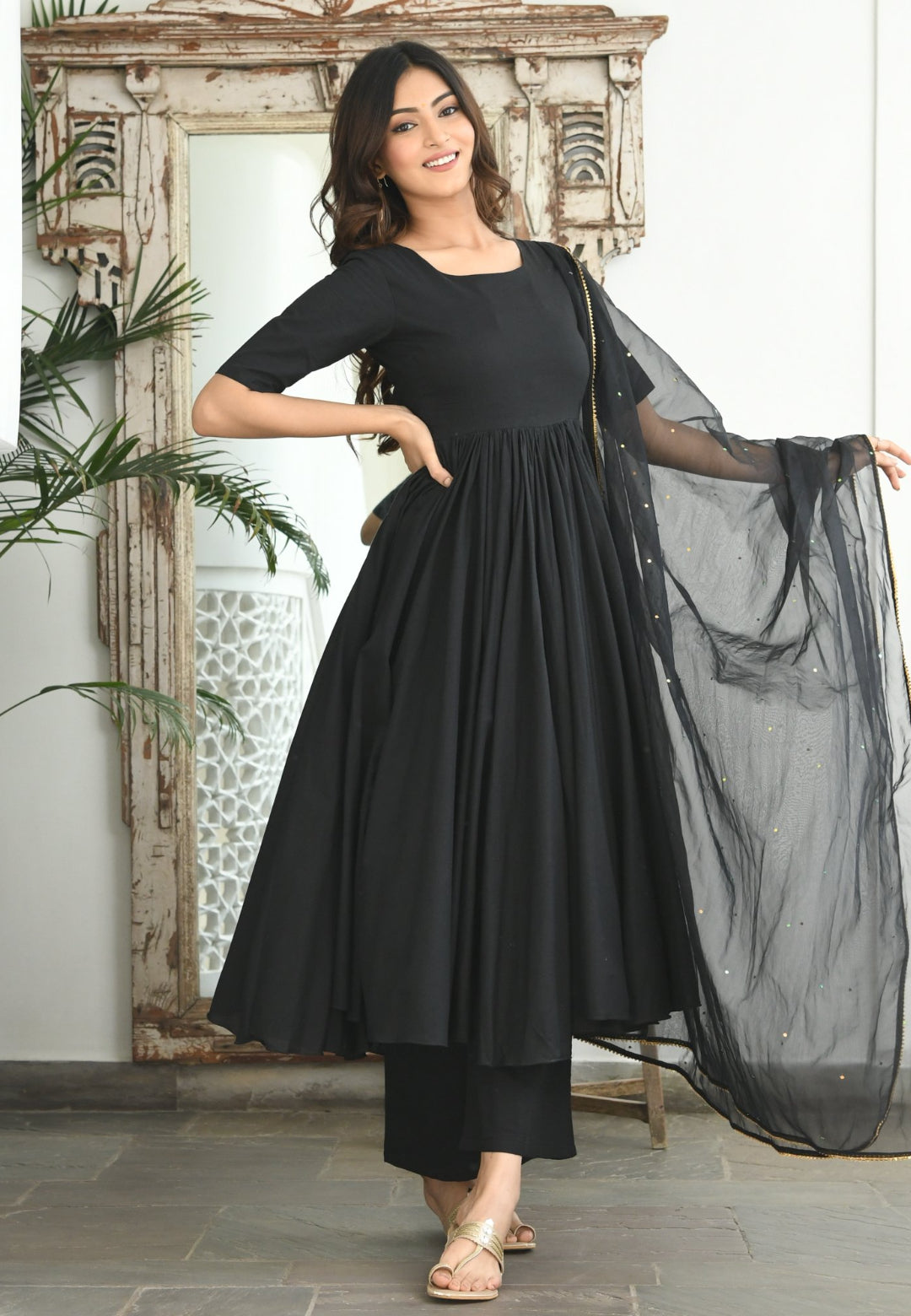BLACK ANARKALI SUIT SET