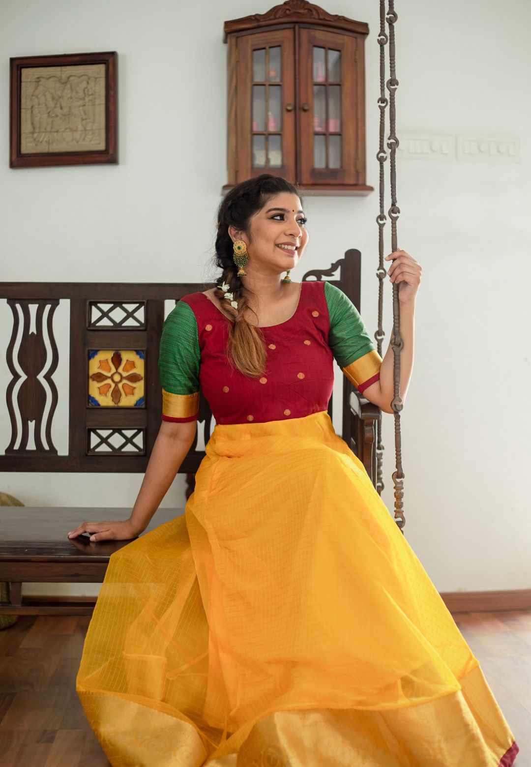 YELLOW ZARI ORGANZA ANARKALI