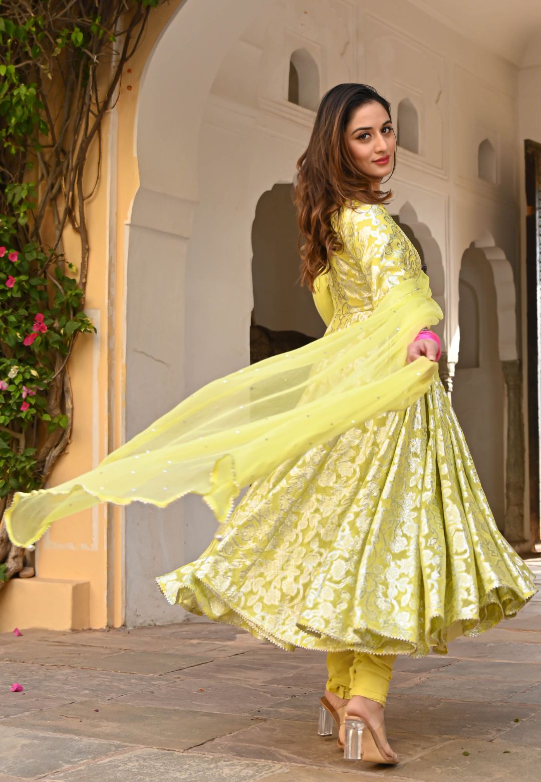 YELLOW GULSHAAN ANARKALI SET