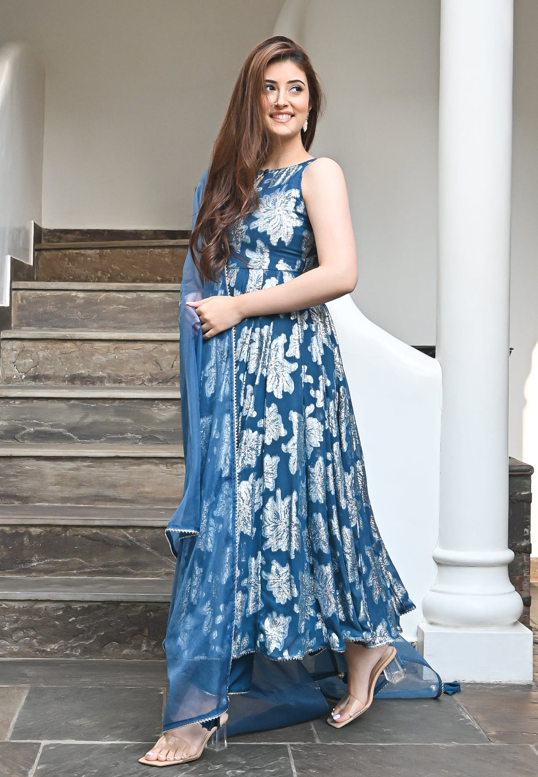 BLUE GARIMA ANARKALI SUIT SET