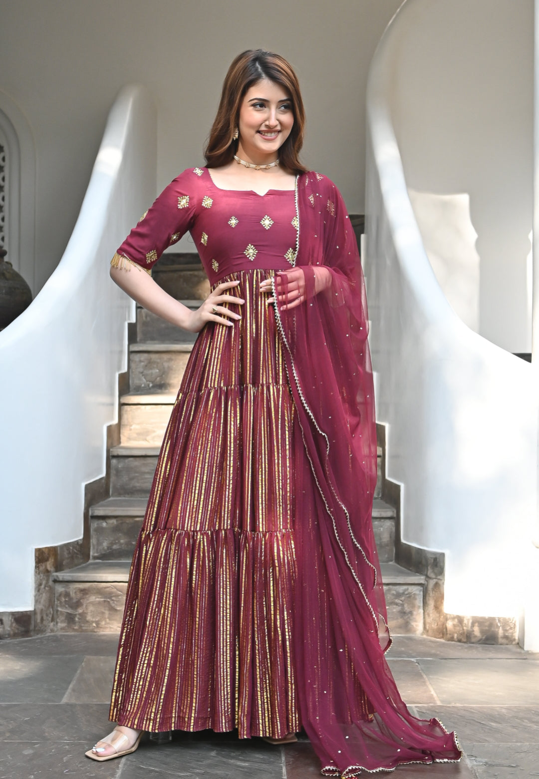 AFZA MAROON ANARKALI