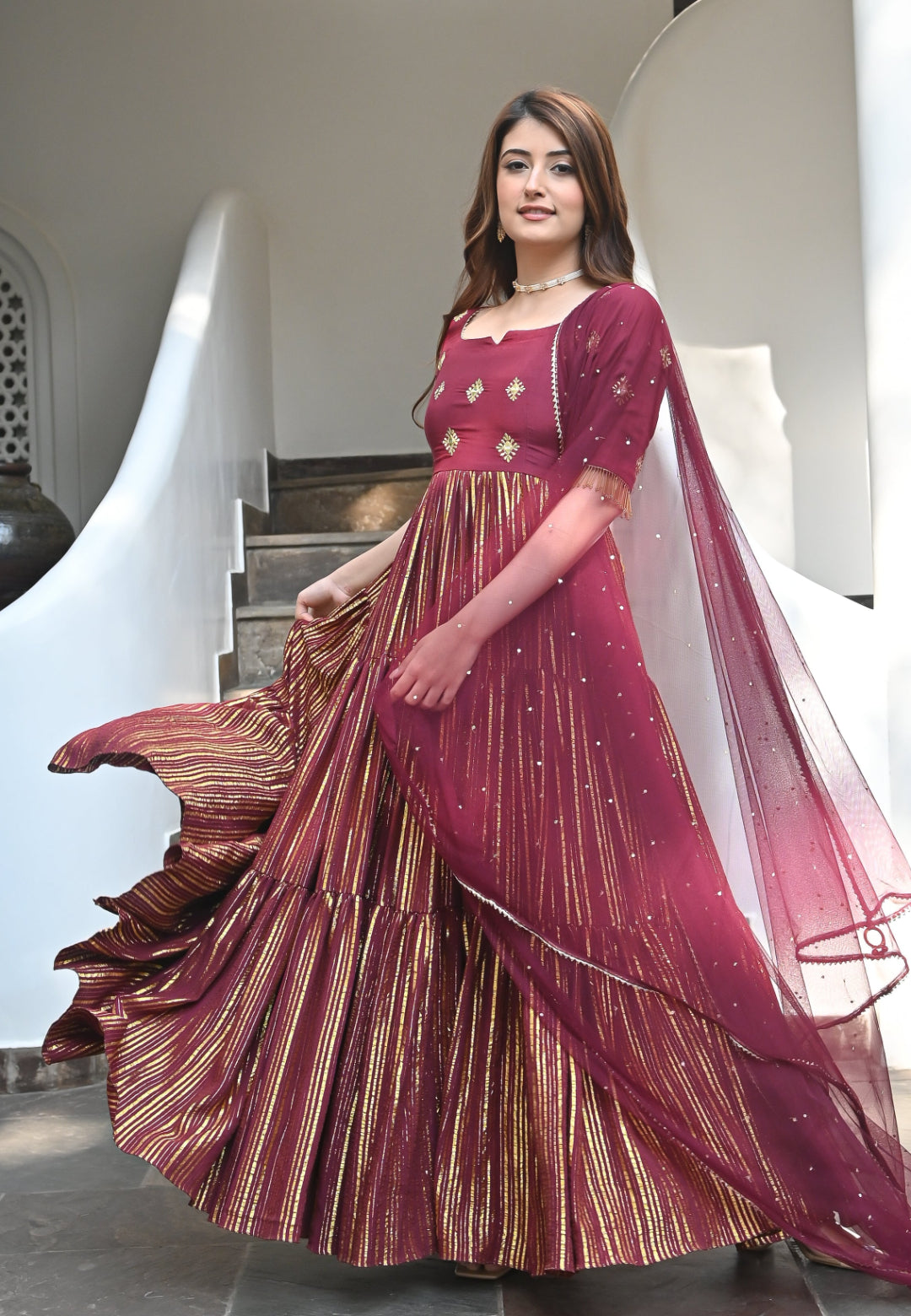 AFZA MAROON ANARKALI