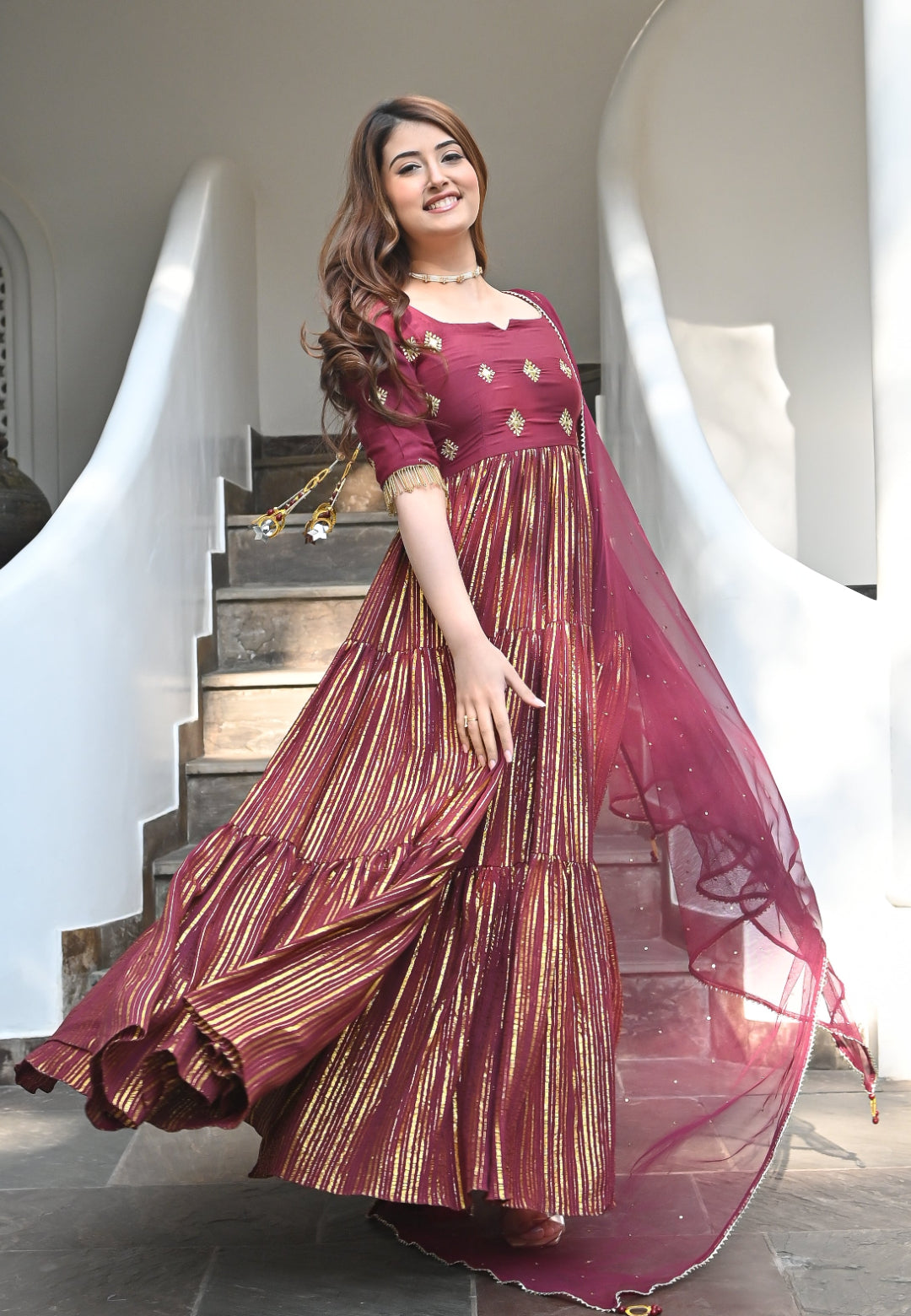 AFZA MAROON ANARKALI