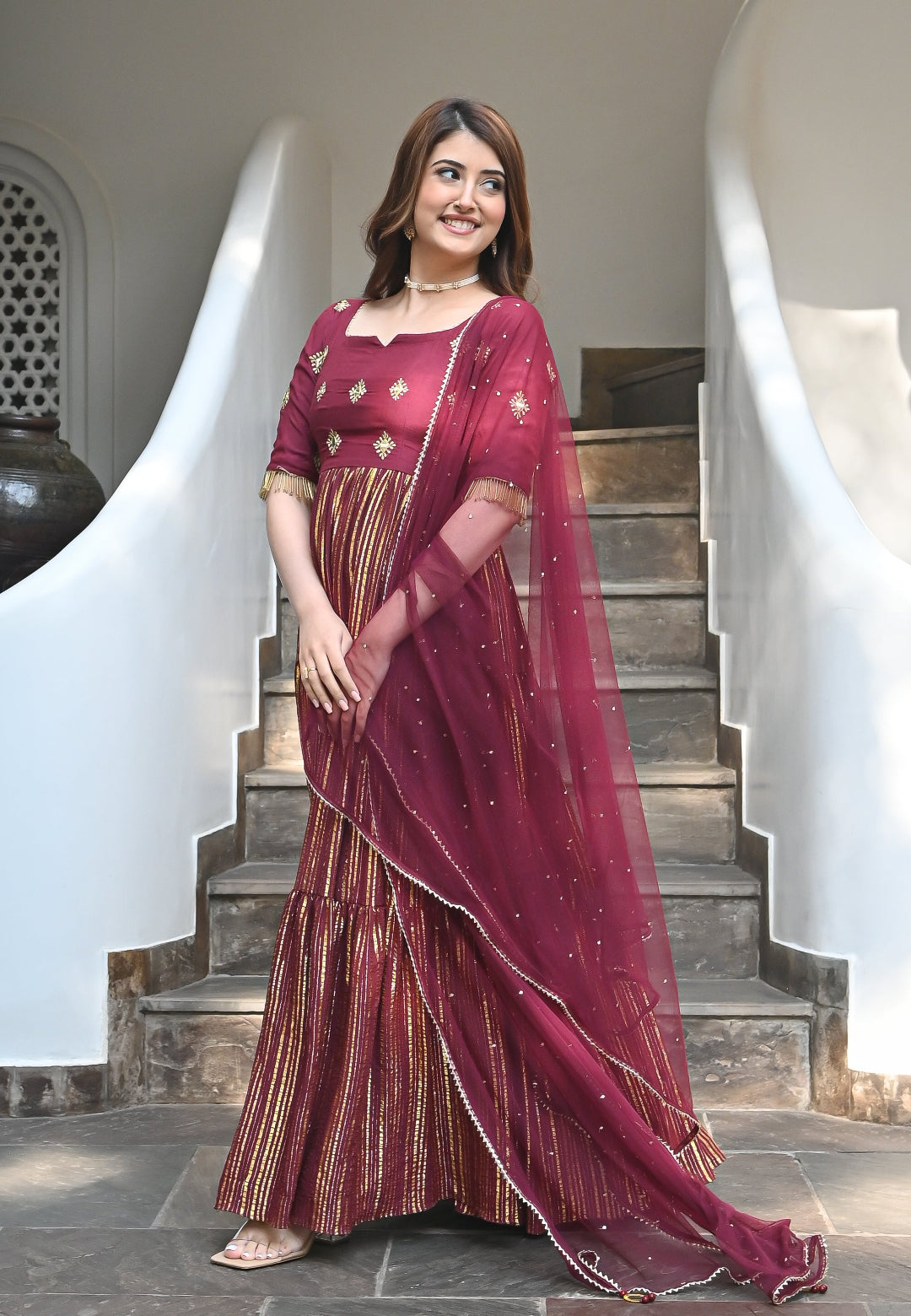 AFZA MAROON ANARKALI