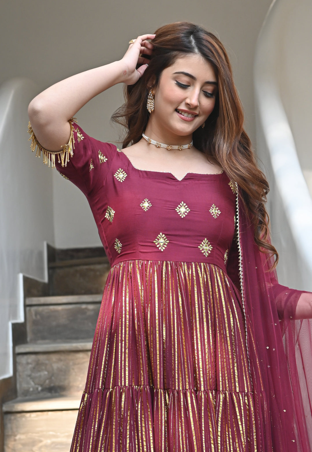 AFZA MAROON ANARKALI