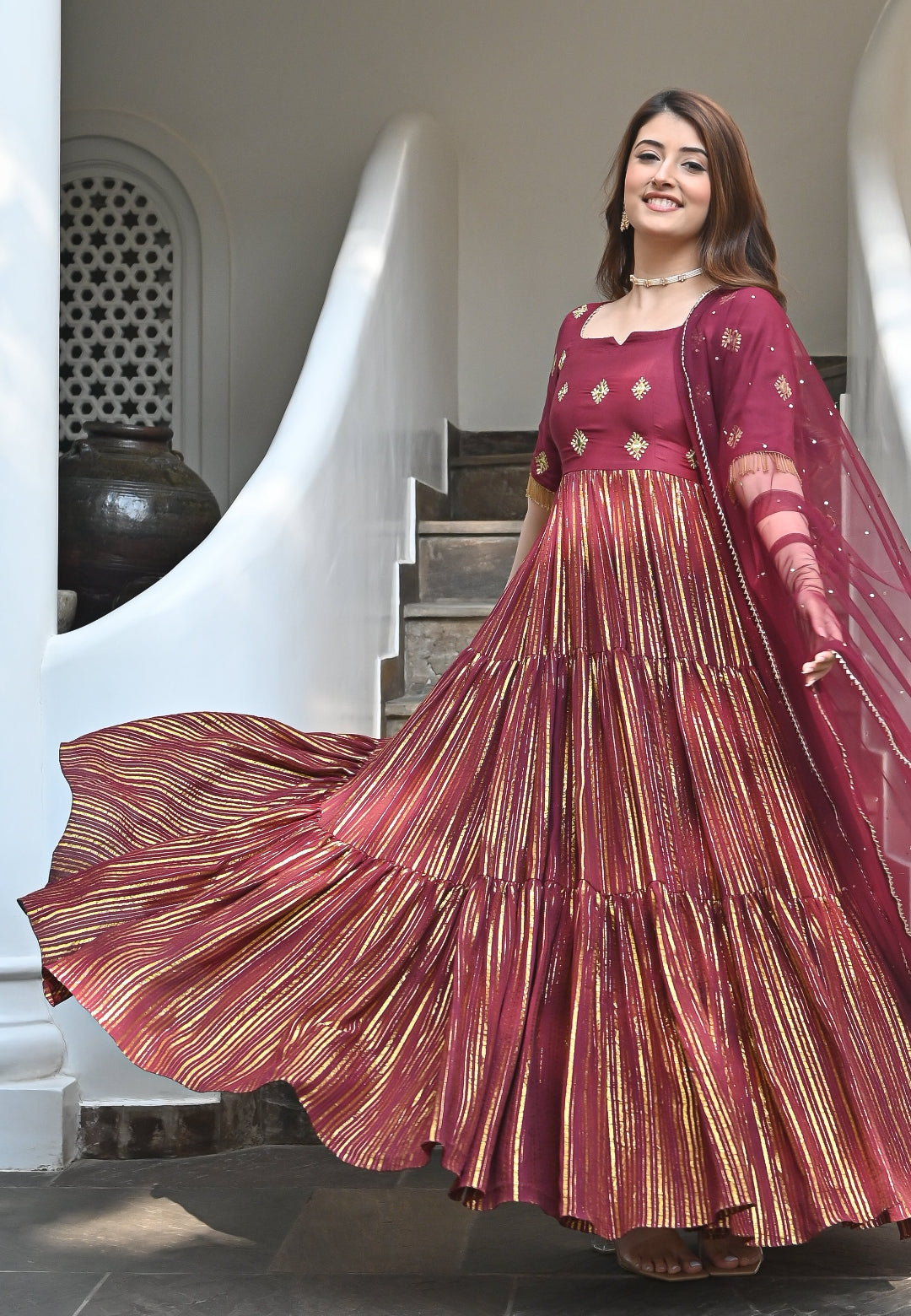 AFZA MAROON ANARKALI