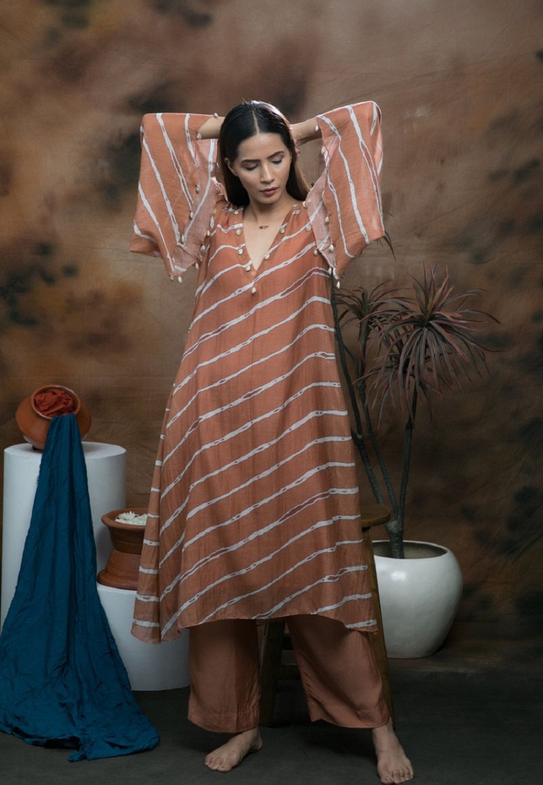 LEHERIYA BROWN CHANDERI COORD SET