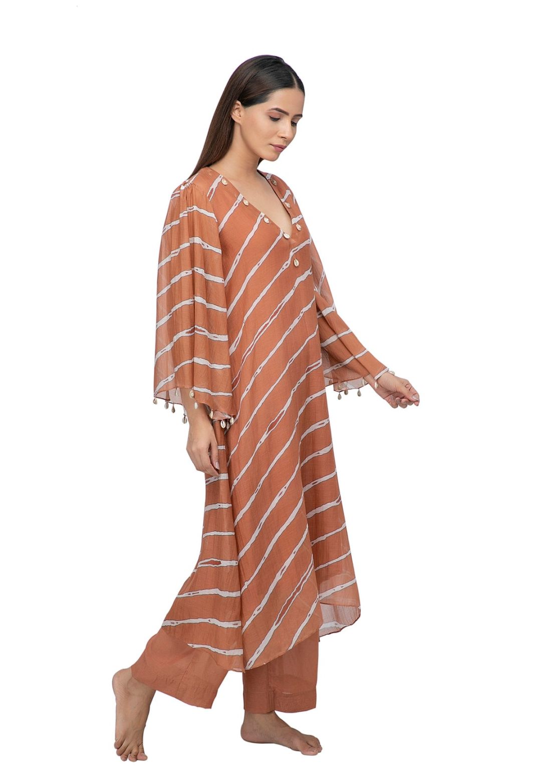 LEHERIYA BROWN CHANDERI COORD SET