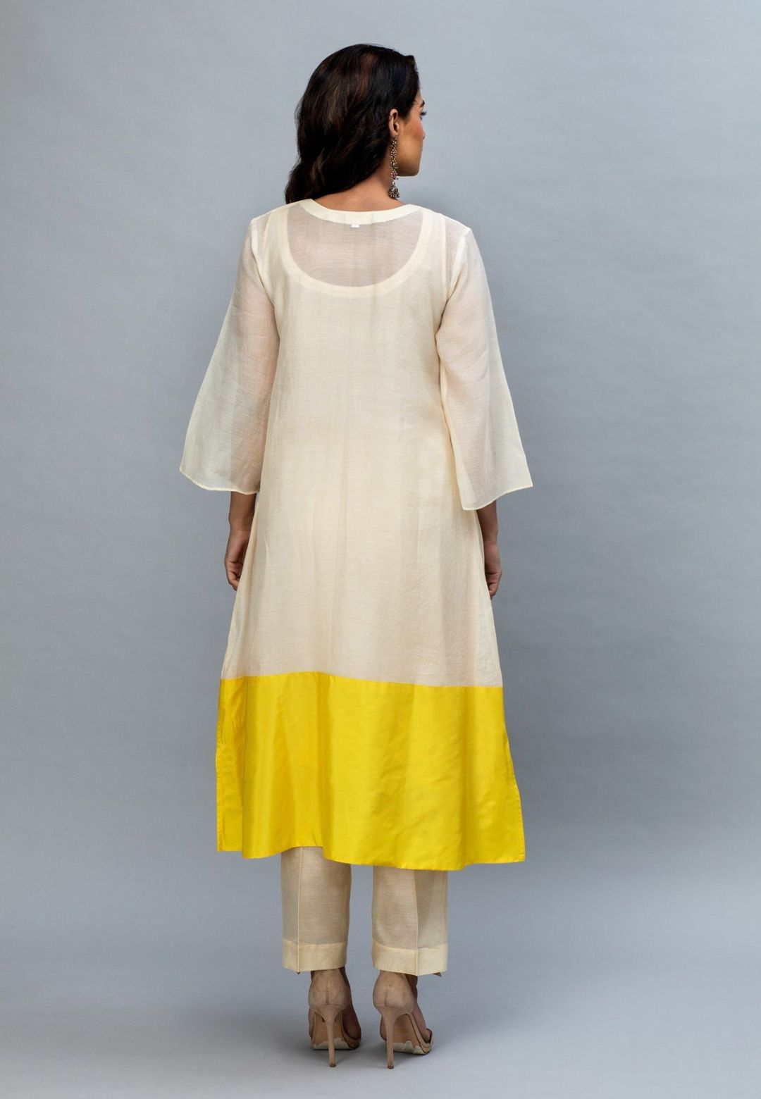 IVORY YELLOW CHANDERI KURTA SET