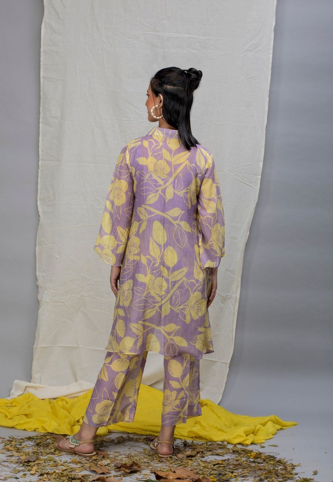 LAVENDER PRINTED CHANDERI COORD SET