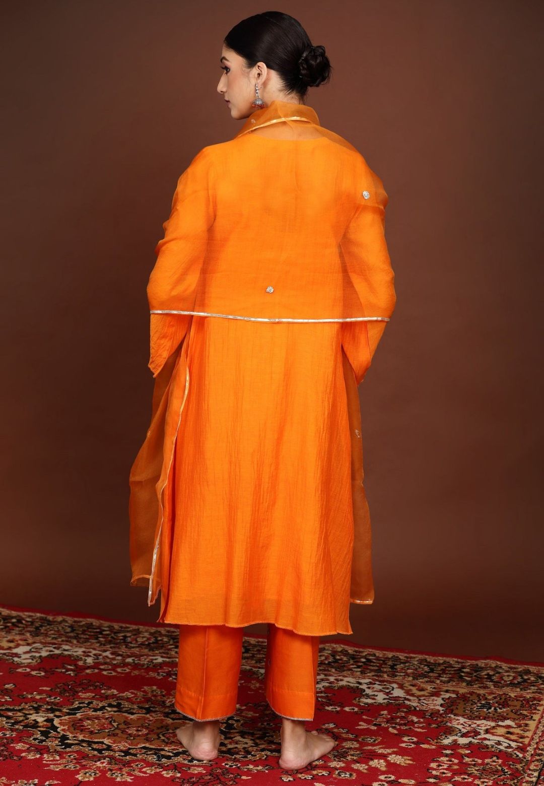 ORANGE GOTA CHANDERI SUIT SET