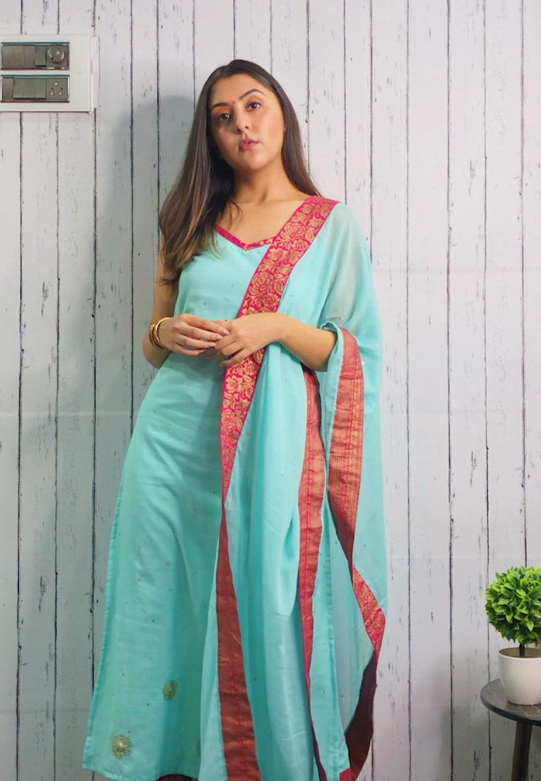TURQOISE BLUE COTTON SUIT SET