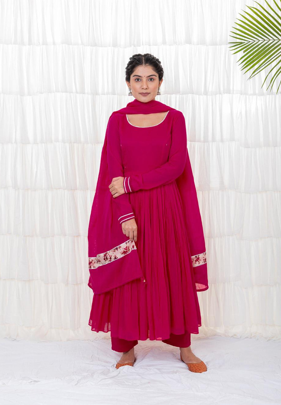 RANI PINK MUL MUL ANARKALI SUIT SET