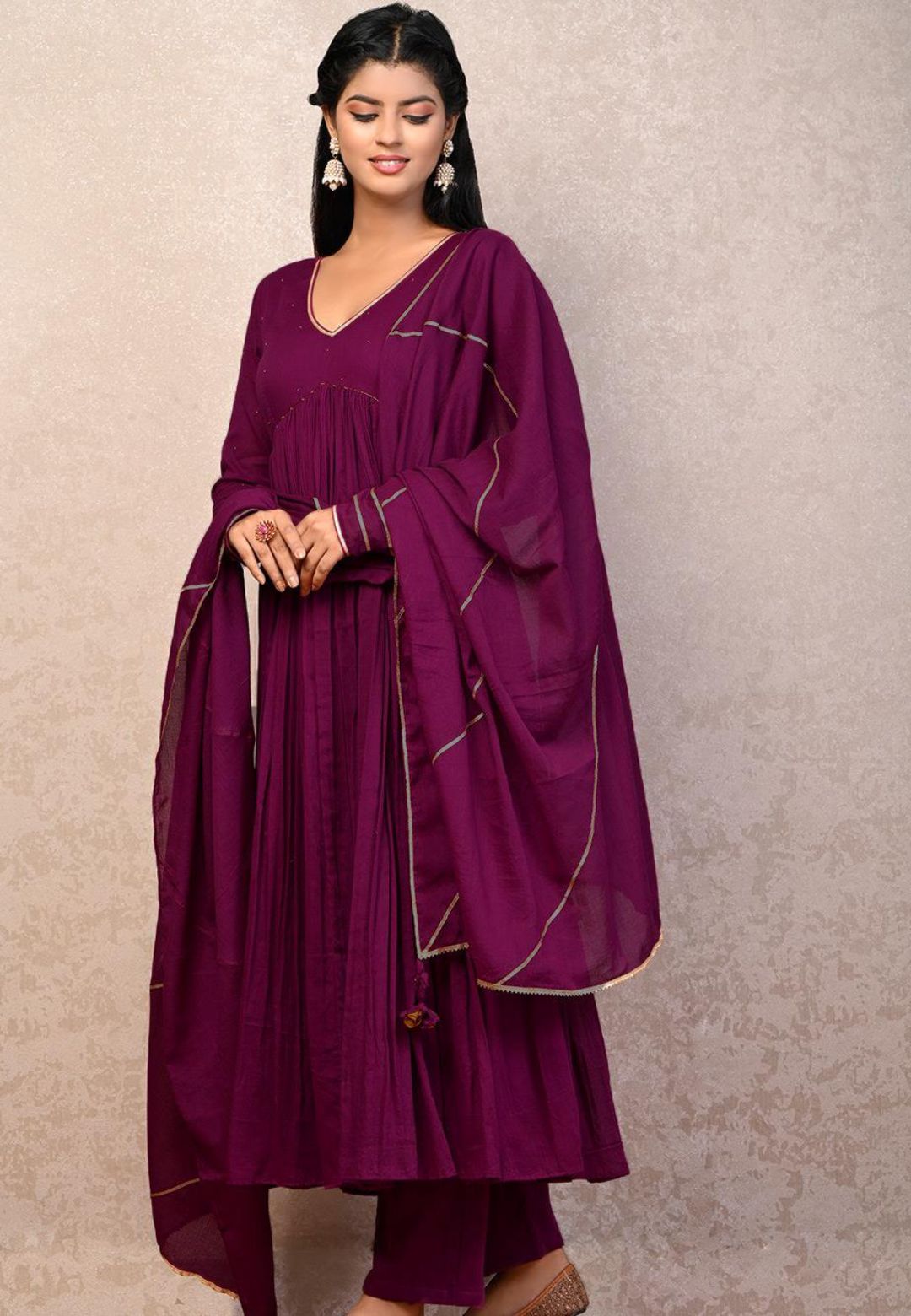 PURPLE VIOLET ANARKALI SUIT SET