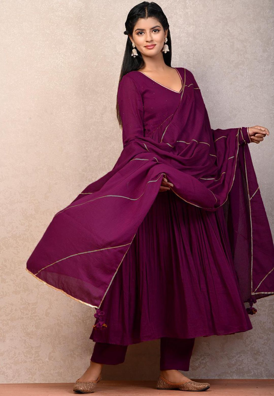 PURPLE VIOLET ANARKALI SUIT SET