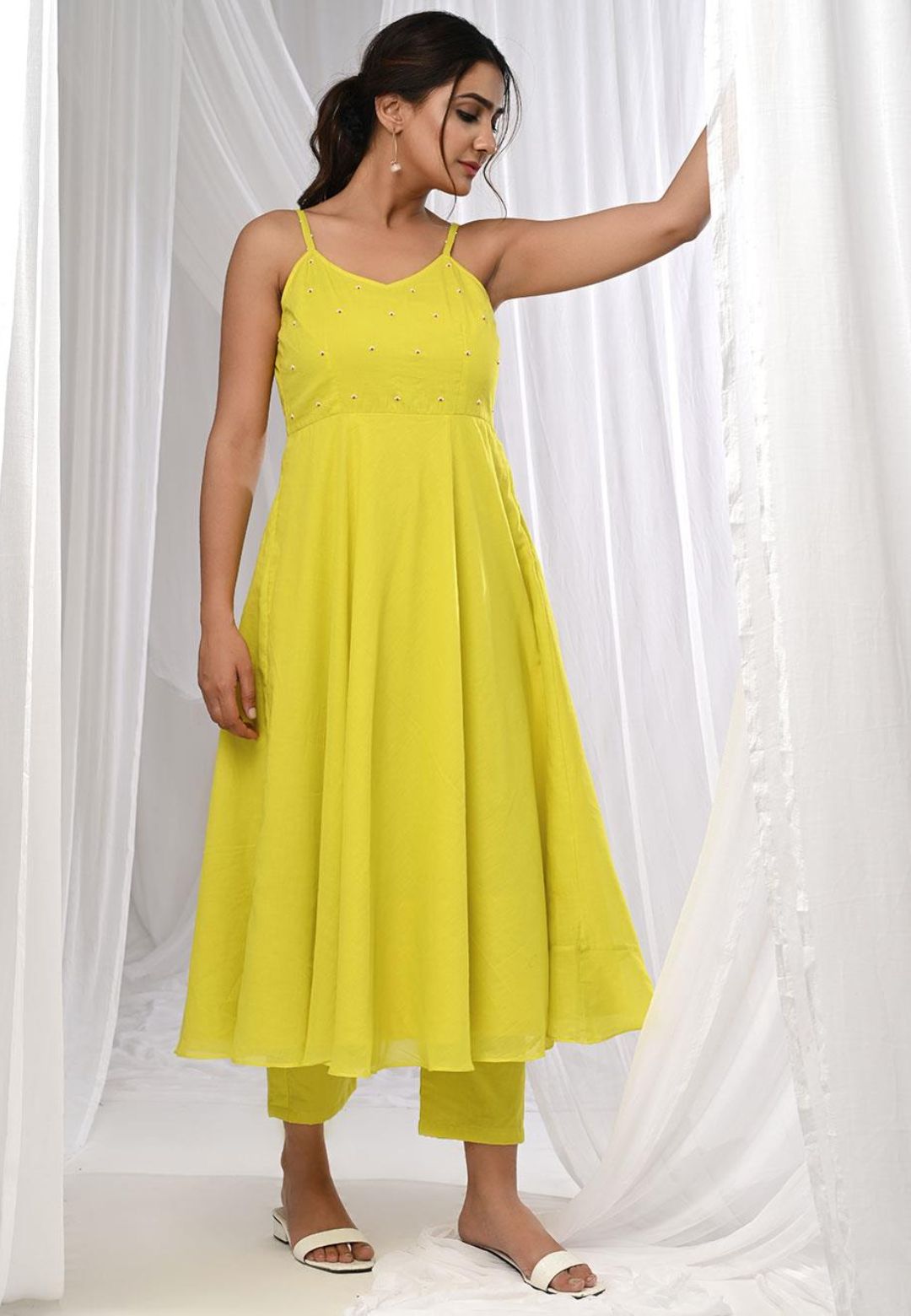 MANIKA YELLOW ANARKALI SUIT SET