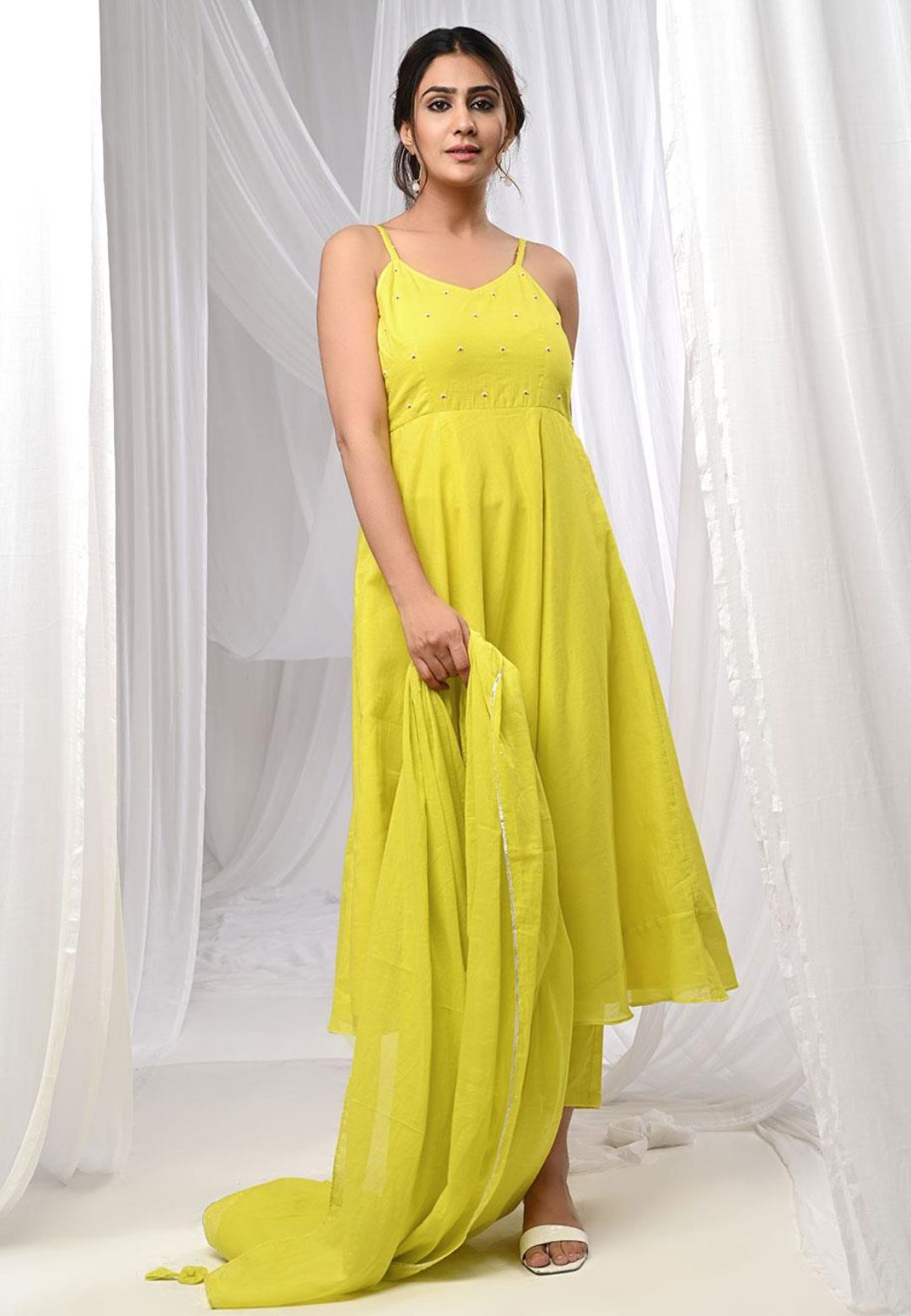 MANIKA YELLOW ANARKALI SUIT SET