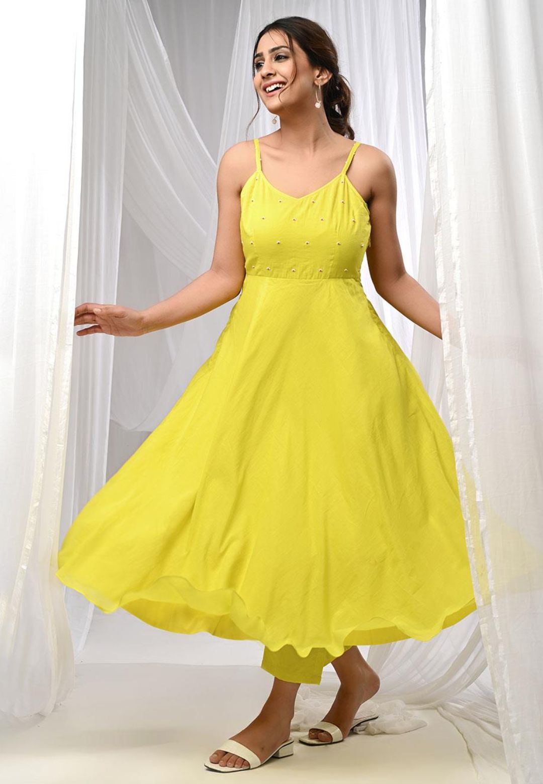 MANIKA YELLOW ANARKALI SUIT SET