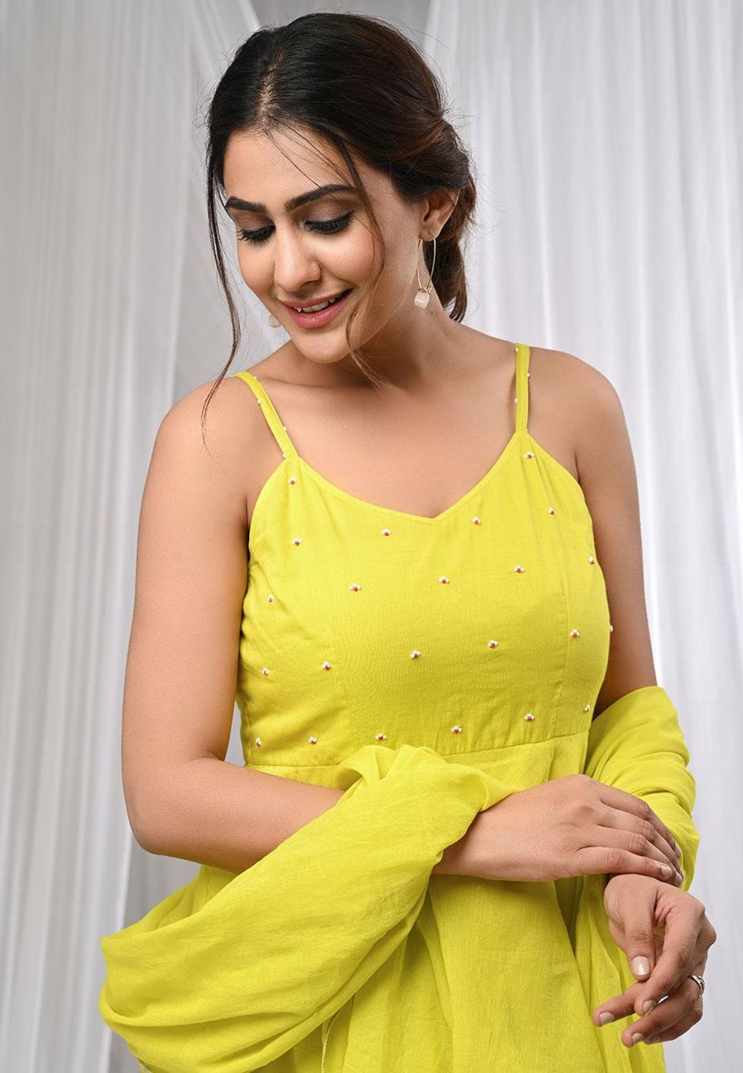 MANIKA YELLOW ANARKALI SUIT SET