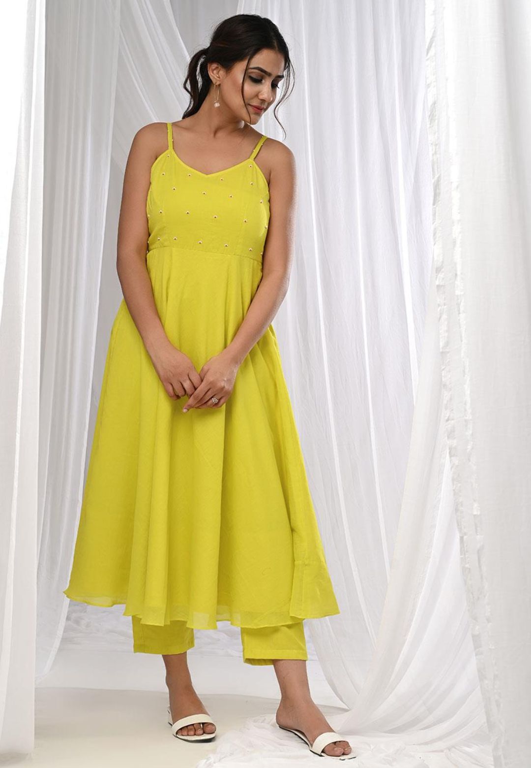 MANIKA YELLOW ANARKALI SUIT SET