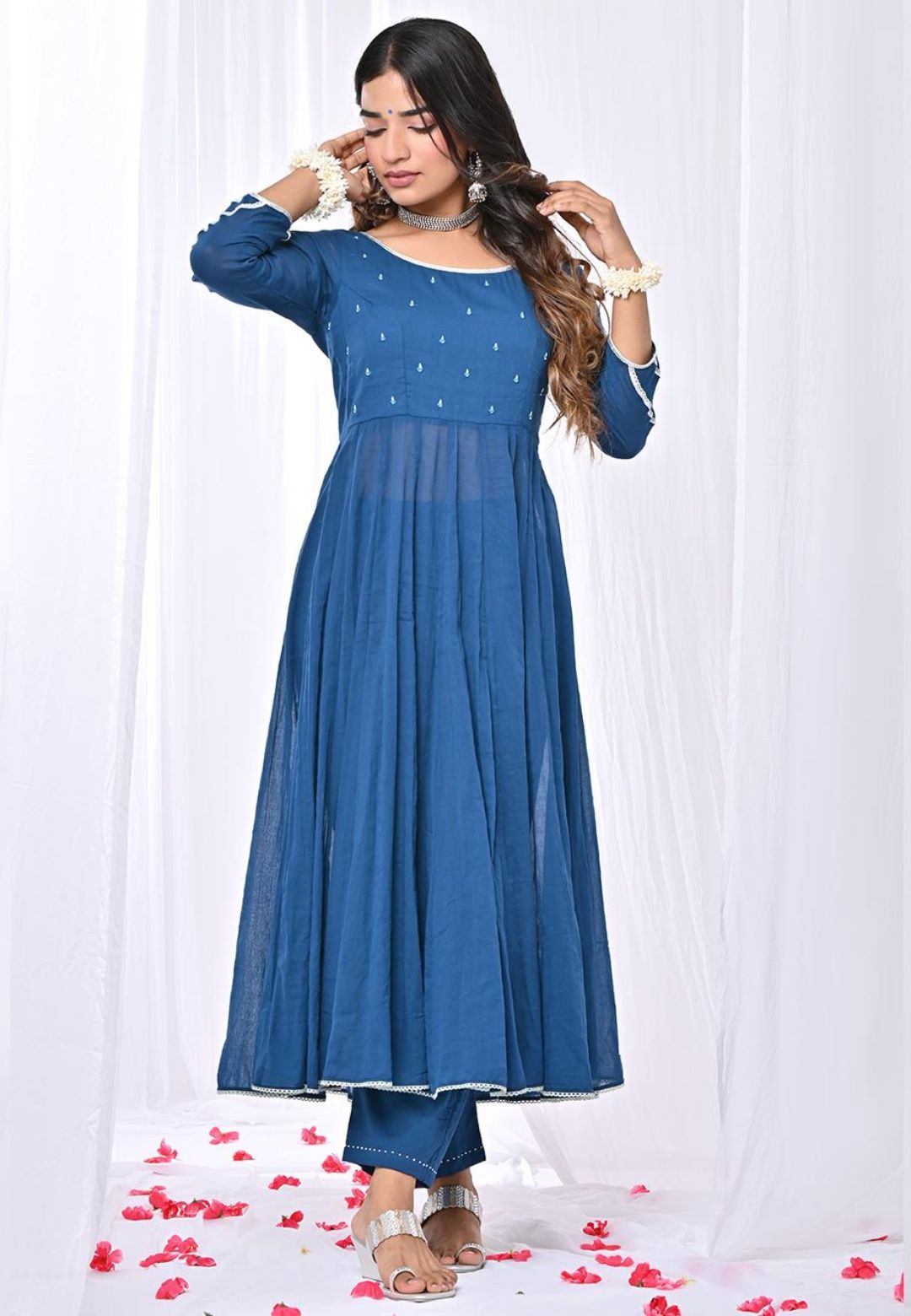 MANIKA BLUE ANARKALI SUIT SET