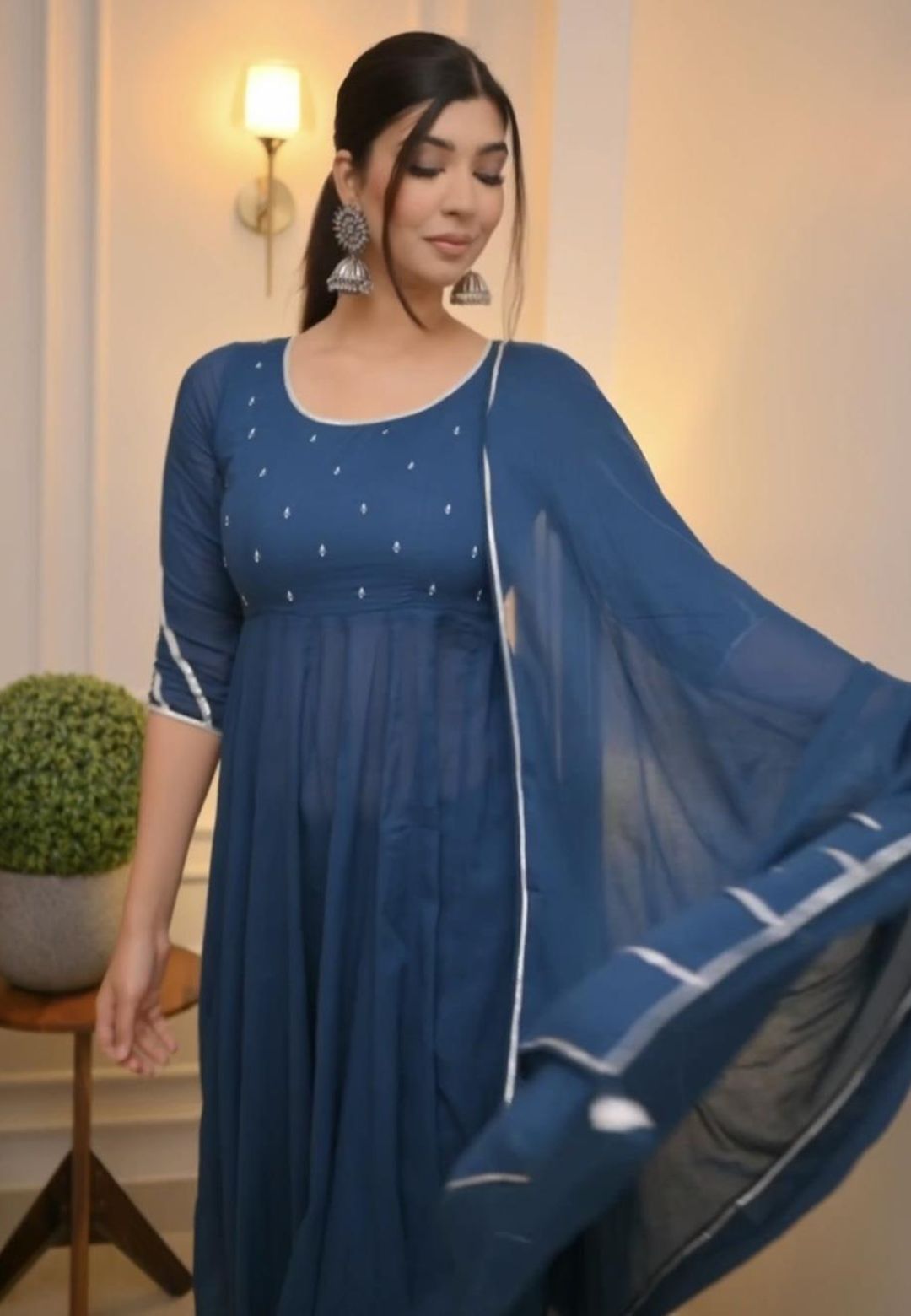 MANIKA BLUE ANARKALI SUIT SET