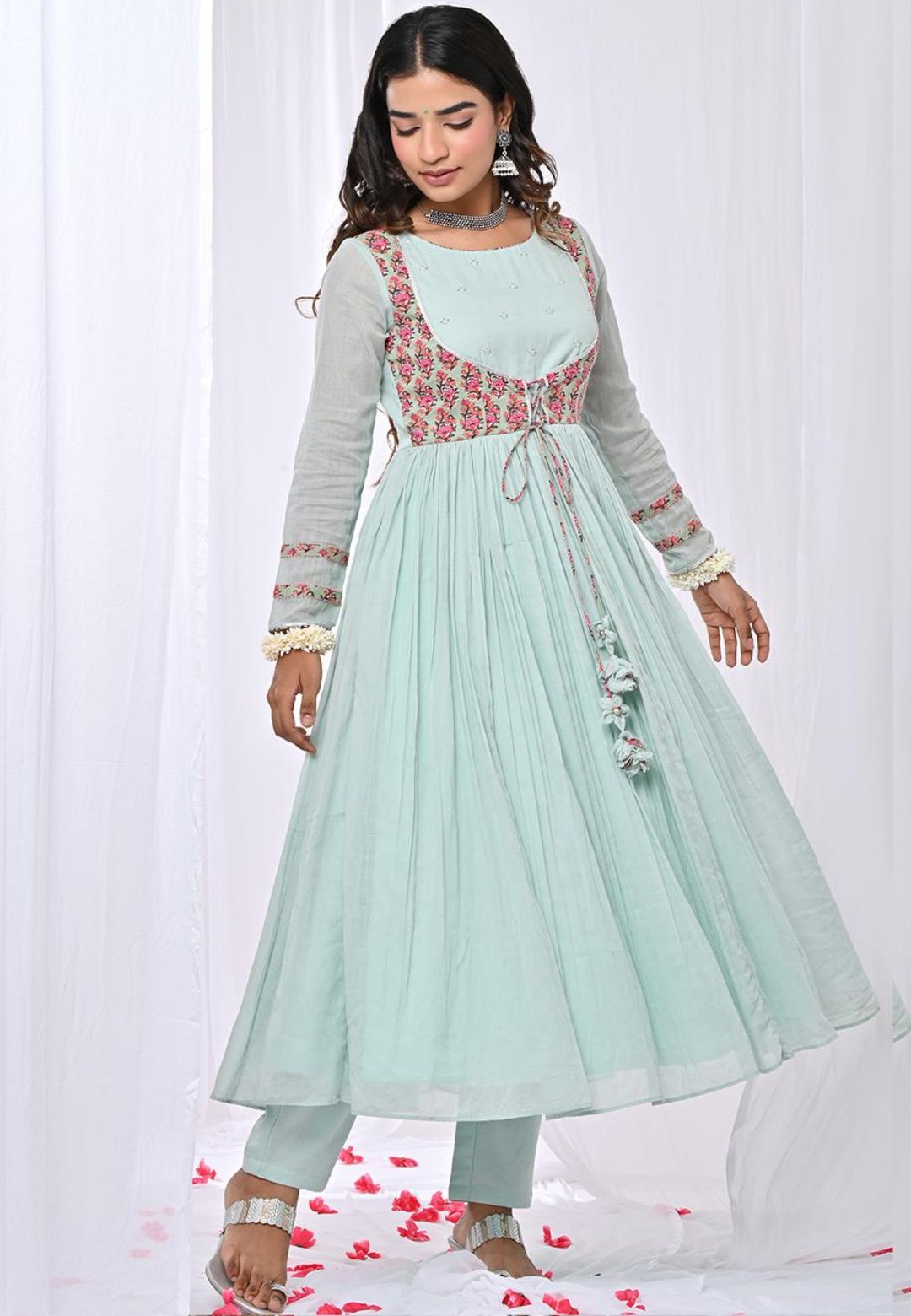 MINT GREEN ANARKALI SUIT SET
