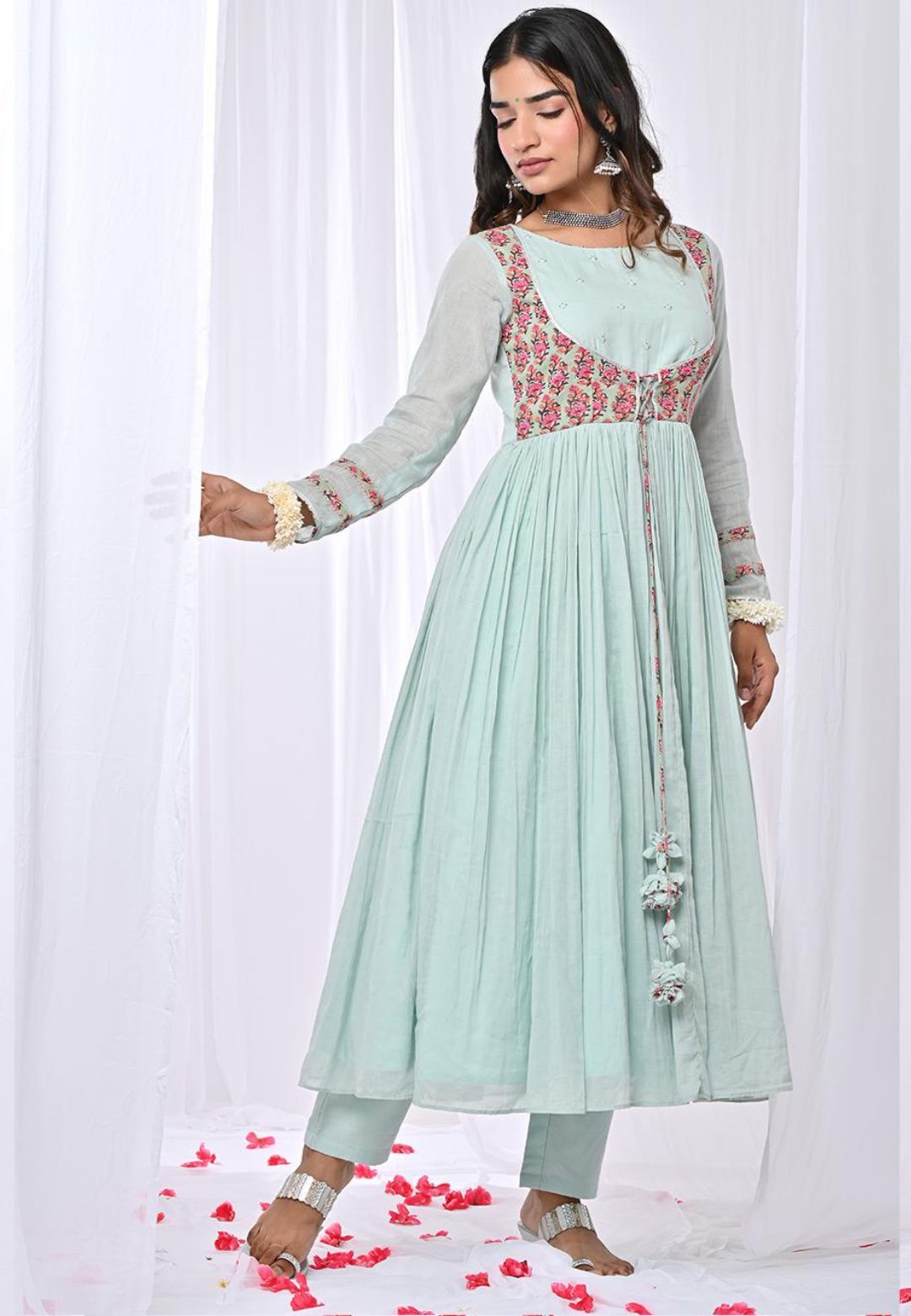 MINT GREEN ANARKALI SUIT SET