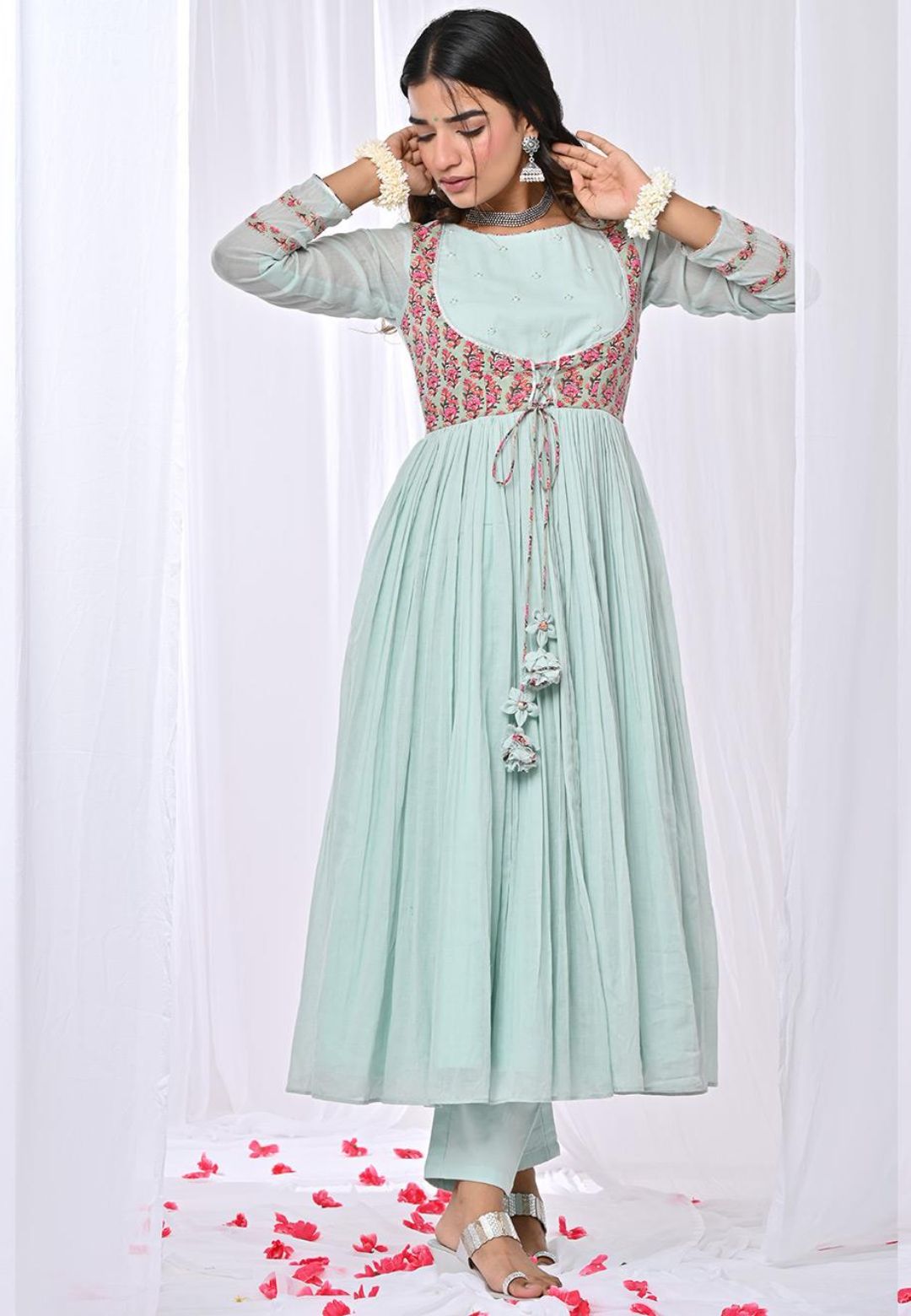 MINT GREEN ANARKALI SUIT SET