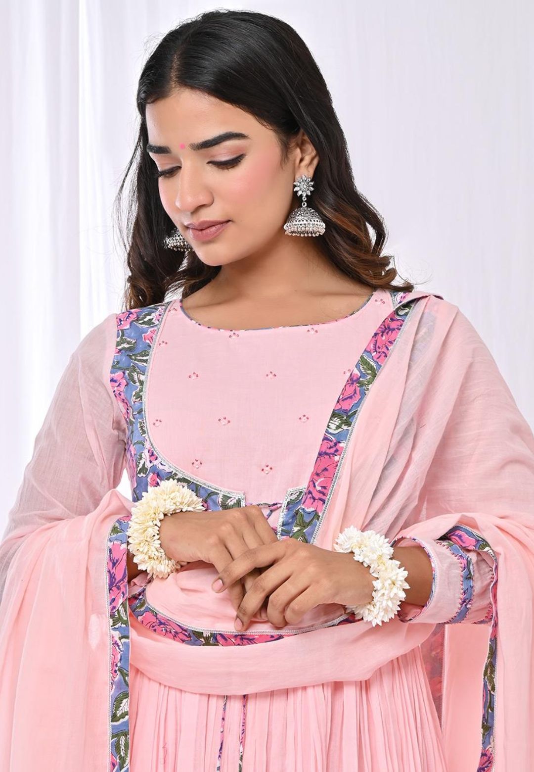 FLAMINGO PINK ANARKALI SUIT SET
